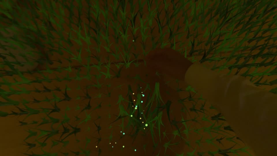 Garden — Original Vision Pro prototype recording. The real tabletop and hand remain visible.