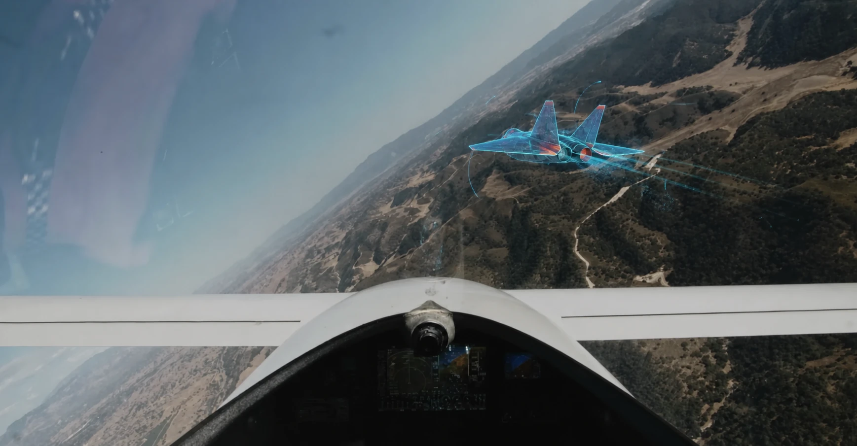In-flight augmented reality concept viewed from a cockpit